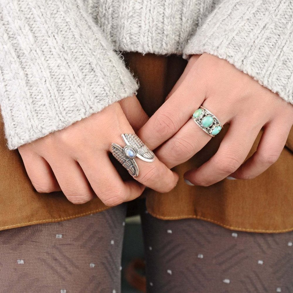 🍁925 Silver Plated New Arrival Angel Wings Rings For Women, MLNN1290